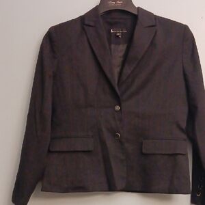 Larry Levin size 8P women's black with red pinstrip office blazer jacket.